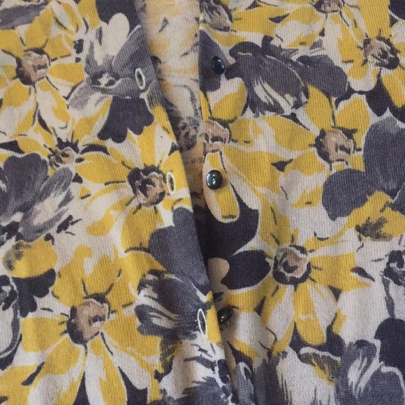 Ann Taylor LOFT yellow and gray cardigan - Picture 8 of 9